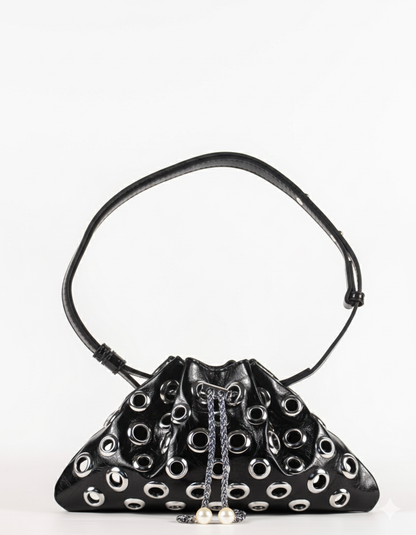 Black Grommet Eyelet Drawstring Bag