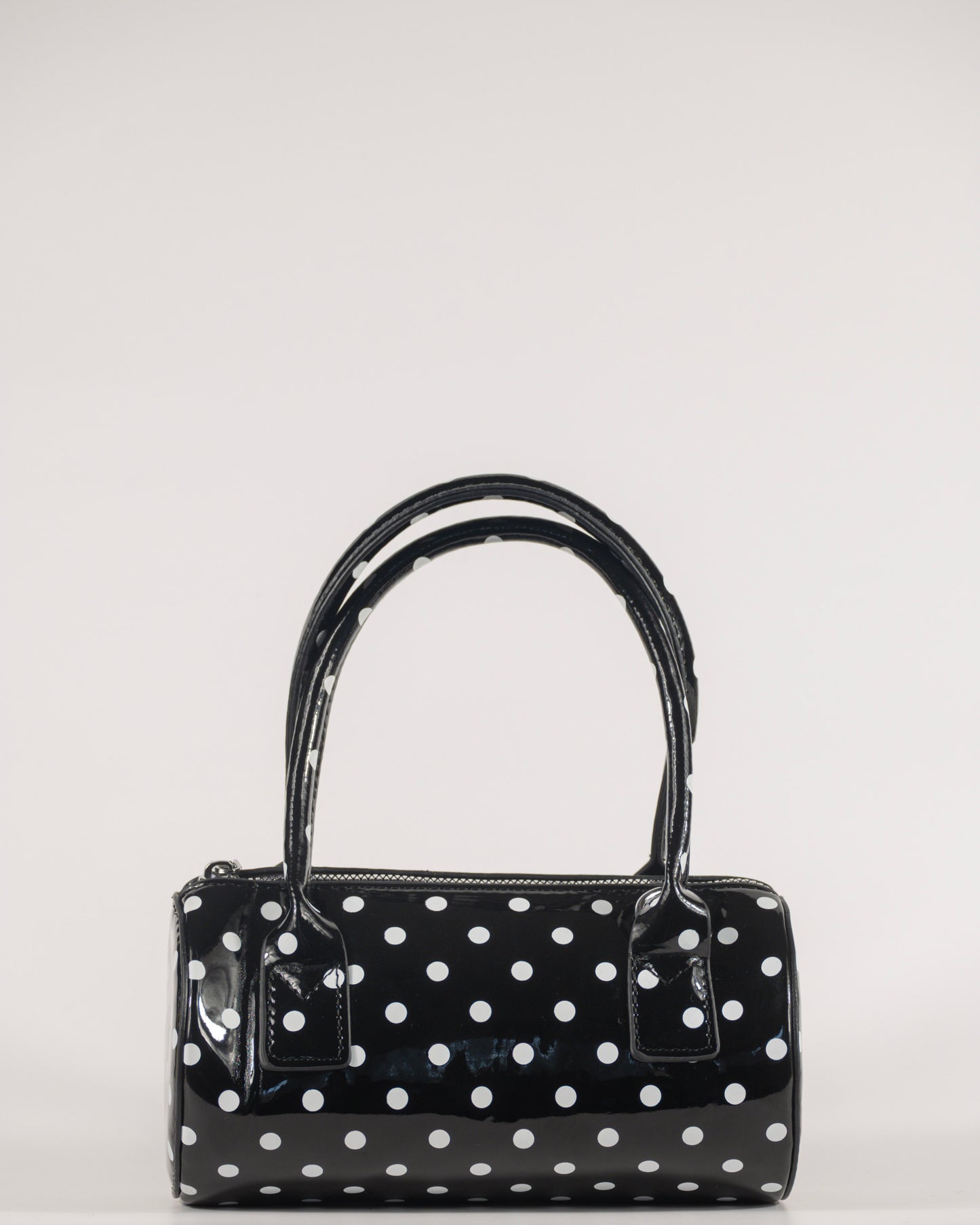 Black Polka Dot Barrel Bag