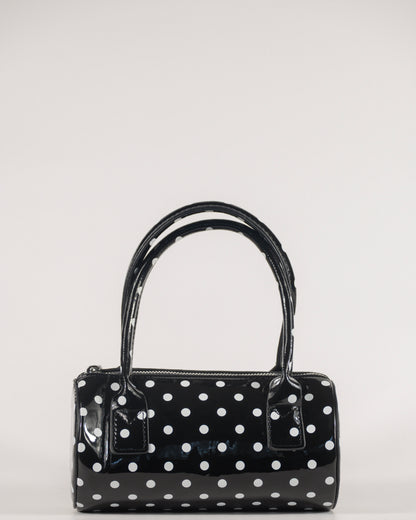 Black Polka Dot Barrel Bag