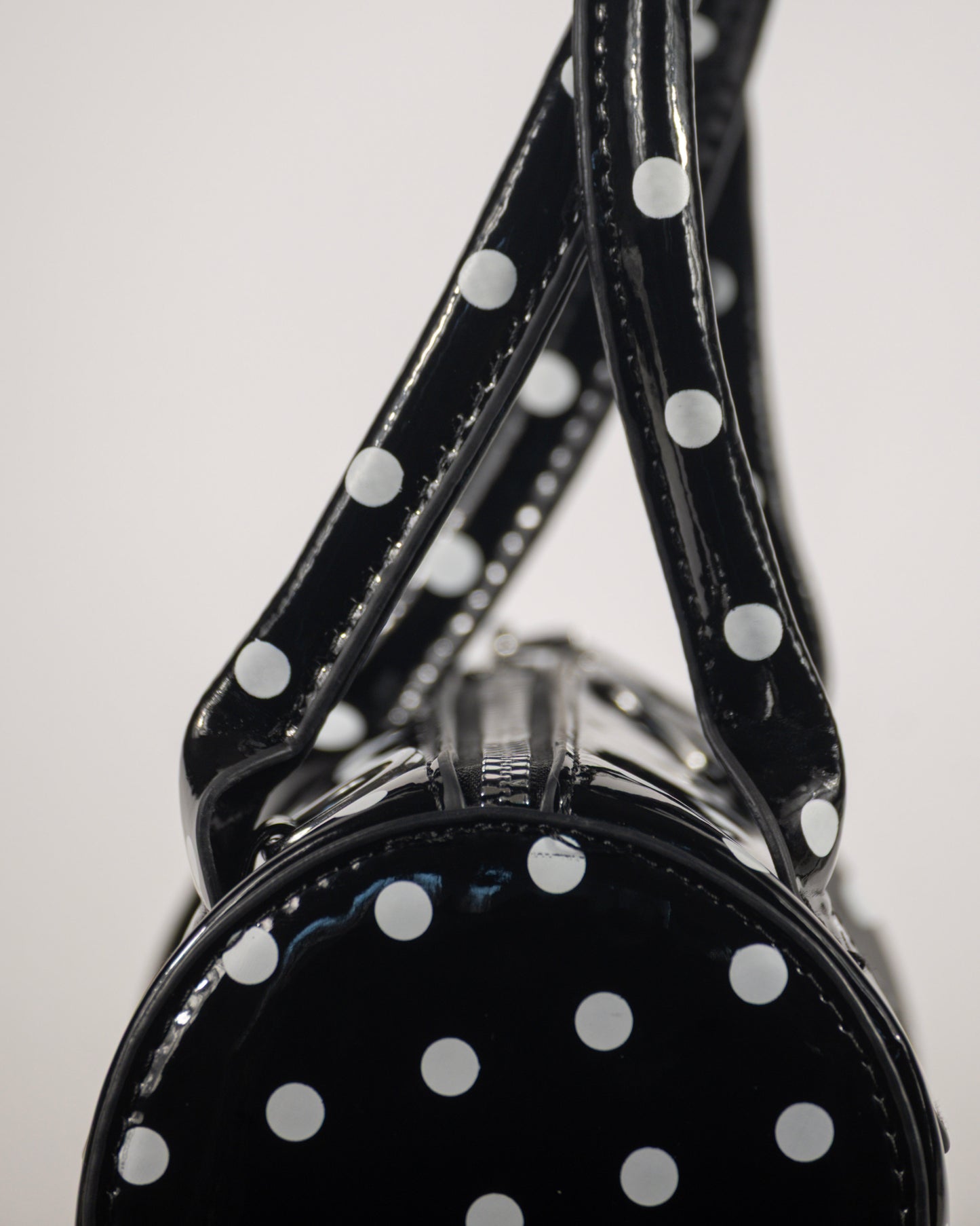 Black Polka Dot Barrel Bag