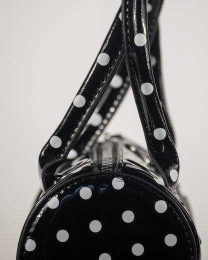 Black Polka Dot Barrel Bag