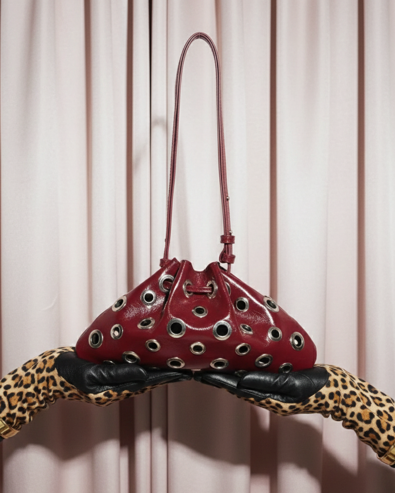 Cherry Grommet Eyelet Drawstring Bag