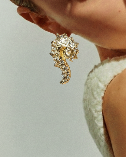 Crystal-Encrusted Seahorse Earrings
